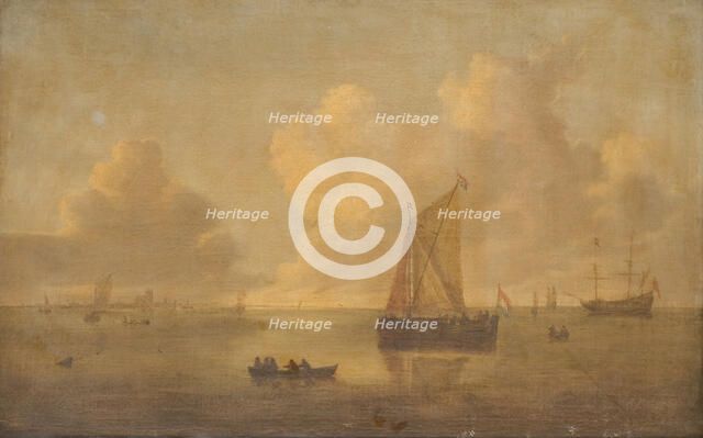 Seascape with a Town in the Background, 1625-1663. Creator: Willem Van Diest.