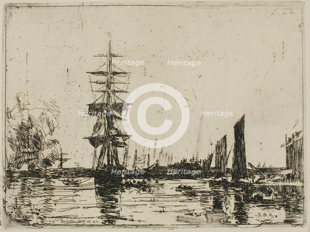 Seascape with Boats, 1898. Creator: Eugene Louis Boudin.