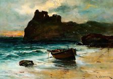 Seascape with Castle, c1870-1900. Creator: Colin Hunter