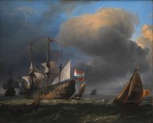 Seascape with Dutch Men-of-War and Fishing Boats, 1646-1708. Creator: Ludolf Backhuysen I