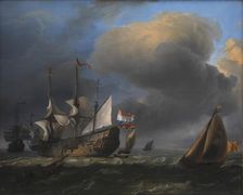 Seascape with Dutch Men-of-War and Fishing Boats, 1646-1708. Creator: Ludolf Backhuysen I