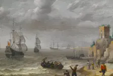 Seascape with Ruins on a Cliff, 1641. Creator: Abraham Willaerts