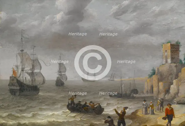 Seascape with Ruins on a Cliff, 1641. Creator: Abraham Willaerts.