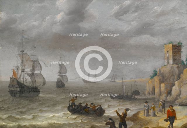 Seascape with Ruins on a Cliff, 1641. Creator: Abraham Willaerts.