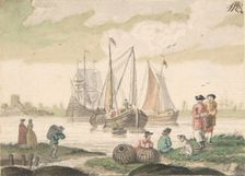 Seascape with Seven Figures and a Dog, 1733-93. Creator: Nicolaas Aartman