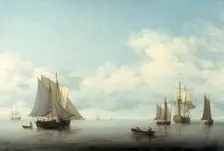 Seascape with shipping 1743-1759. Creator: Charles Brooking