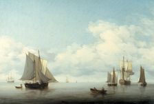 Seascape with shipping 1743-1759. Creator: Charles Brooking