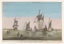 Seascape with ships and boats at sunset, 1745-1775. Creator: Unknown