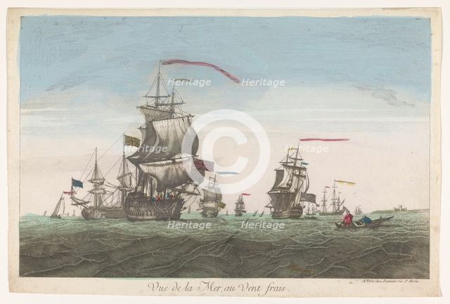 Seascape with ships and boats in the wind, 1745-1775. Creator: Unknown.