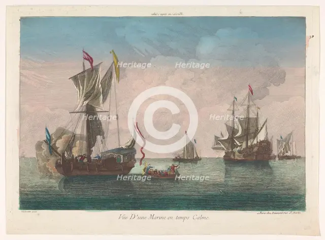 Seascape with ships and boats on a calm sea, 1745-1775. Creator: Anon.