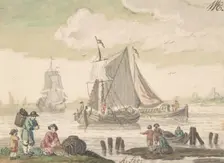 Seascape with Six Figures in the Foreground, 1733-93. Creator: Nicolaas Aartman