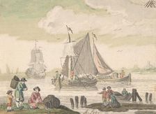 Seascape with Six Figures in the Foreground, 1733-93. Creator: Nicolaas Aartman
