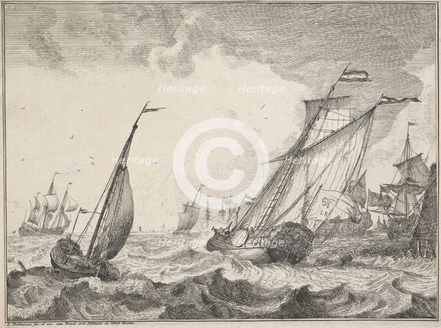 Seascapes with views of the Ij and Amsterdam, Rotterdam, Katwijk, etc. Untitled, 1701. Creator: Ludolf Bakhuizen.