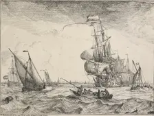 Seascapes with views of the Ij and Amsterdam, Rotterdam, Katwijk, etc. Untitled, 1701. Creator: Ludolf Bakhuizen