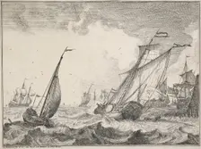 Seascapes with views of the Ij and Amsterdam, Rotterdam, Katwijk, etc. Untitled, 1701. Creator: Ludolf Bakhuizen