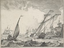 Seascapes with views of the Ij and Amsterdam, Rotterdam, Katwijk, etc. Untitled, 1701. Creator: Ludolf Bakhuizen