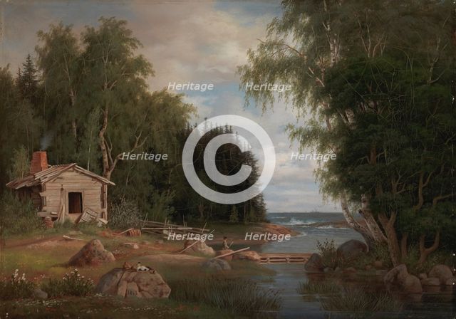 Seaside Landscape, View from Lehtisaari, 1867. Creator: Magnus von Wright.