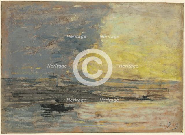 Seaside, Port of Honfleur, c. 1860. Creator: Eugene Louis Boudin.