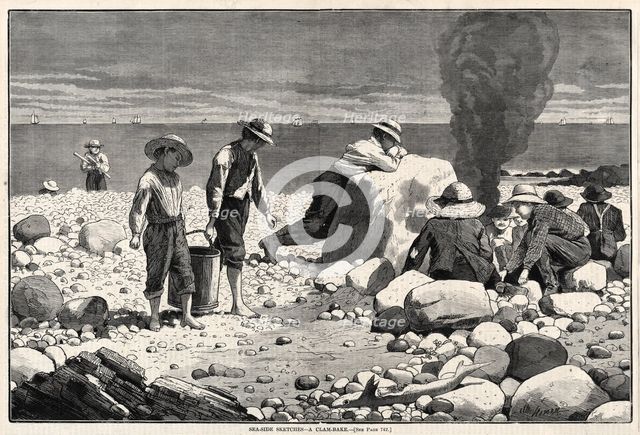 Seaside Sketches - A Clam-Bake, 1873. Creator: Winslow Homer (American, 1836-1910).