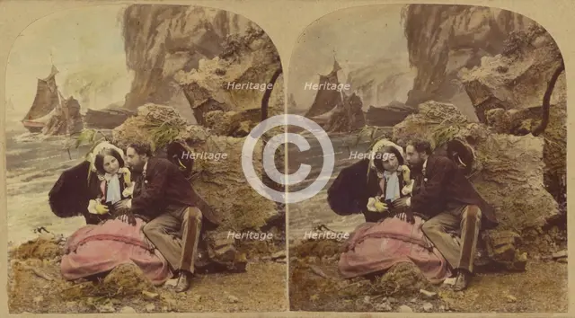 Seaside Sketches. A Smack Amongst The Rocks, about 1865. Creator: London Stereoscopic & Photographic Co.