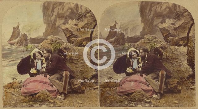 Seaside Sketches. A Smack Amongst The Rocks, about 1865. Creator: London Stereoscopic & Photographic Co.