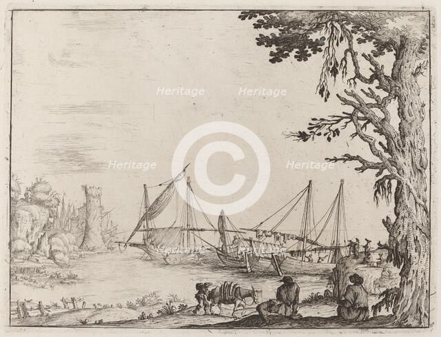 Seaport with Anchored Vessels, 1638. Creator: Ercole Bazicaluva.
