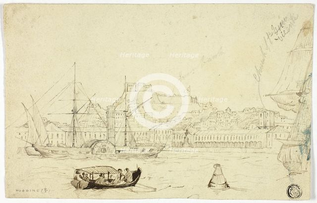 Seaport with Fortress, n.d. Creator: William John Huggins.