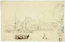 Seaport with Fortress, n.d. Creator: William John Huggins