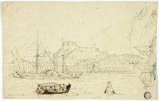 Seaport with Fortress, n.d. Creator: William John Huggins