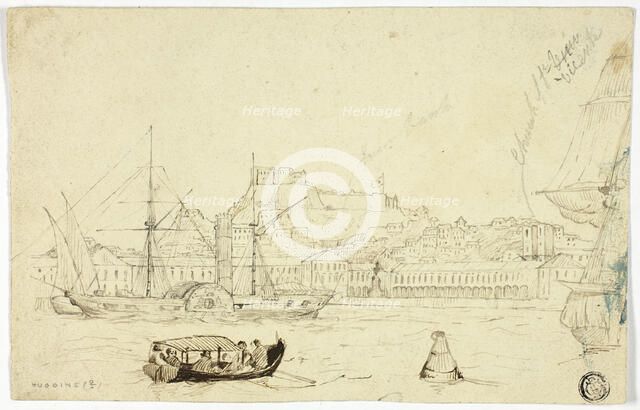 Seaport with Fortress, n.d. Creator: William John Huggins.