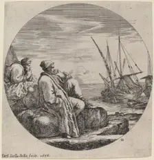 Seaport with Two Turkish Merchants, 1656. Creator: Stefano della Bella