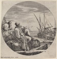 Seaport with Two Turkish Merchants, 1656. Creator: Stefano della Bella