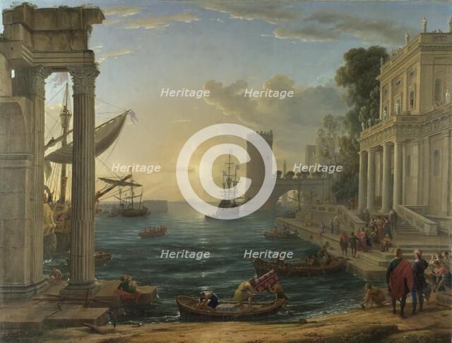 Seaport with the Embarkation of the Queen of Sheba, 1648. Artist: Lorrain, Claude (1600-1682)