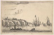 Seaport with Village on a Cliff, 17th century. Creator: Reinier Zeeman