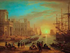 Seaport at sunset, 1639. Artist: Claude Lorrain