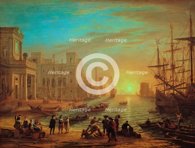 Seaport at sunset, 1639. Artist: Claude Lorrain
