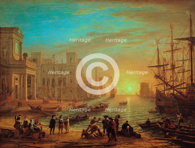 Seaport at sunset, 1639. Artist: Claude Lorrain