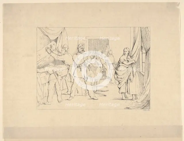 Searching for Arms (from Confederate War Etchings), 1861-63. Creator: Adalbert John Volck.