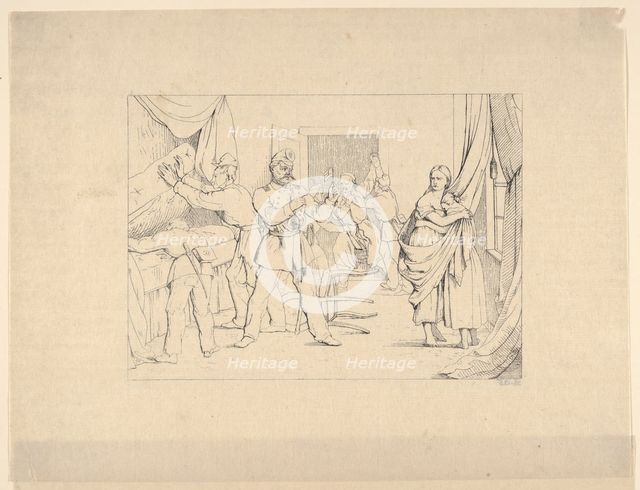 Searching for Arms (from Confederate War Etchings), 1861-63. Creator: Adalbert John Volck.