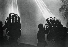 Searchlight operators preparing for a night bombing raid, Moscow, 1941