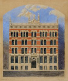 Sears Building, Chicago, Illinois, Elevation of Competition Drawing, c. 1873. Creator: Carter Drake and Wight