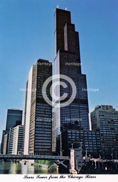 Sears Tower from the Chicago River, Chicago, Illinois, 1976. Artist: Unknown