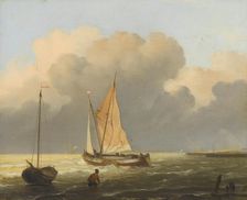 Seas off the Coast, with Spritsail Barge, 1697. Creator: Ludolf Bakhuizen
