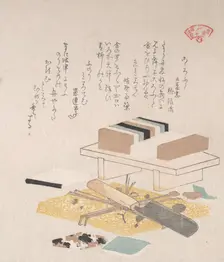 Seaweed Food and Kitchen Utensils, 19th century. Creator: Kubo Shunman