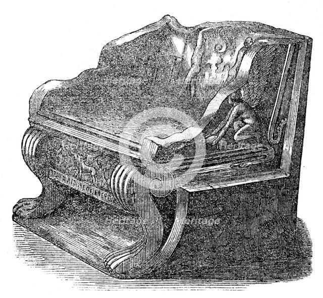 Seat found in the Dionysiac Theatre, Athens, 1862. Creator: Unknown.