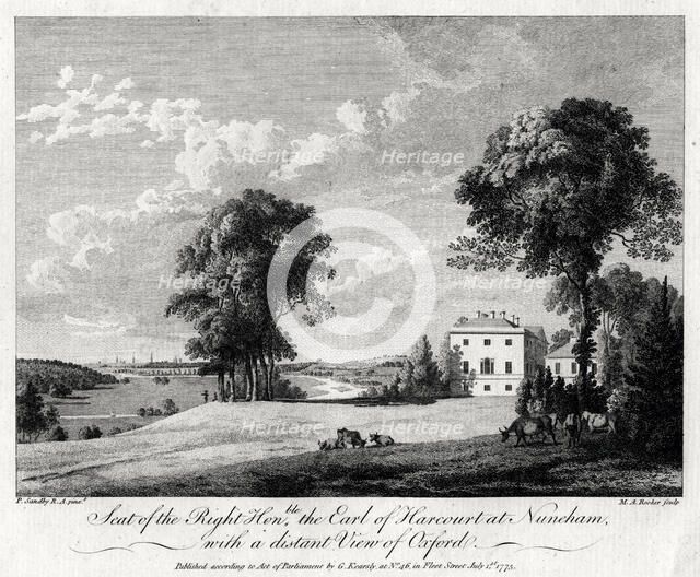 'Seat of the Right Honourable the Earl of Harcourt at Nuneham, with a distant view of Oxford', 1775.Artist: Michael Angelo Rooker