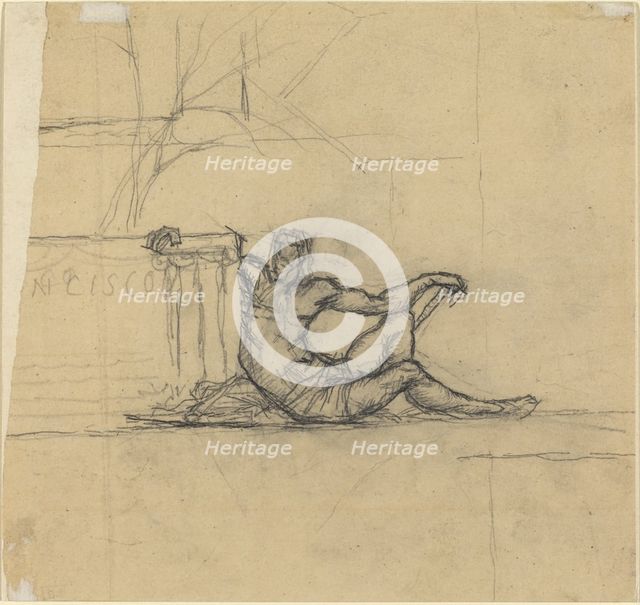 Seated Male Figure for "San Francisco", probably c. 1856. Creator: Charles Meryon.