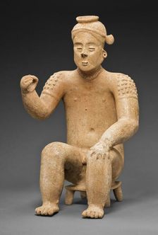 Seated Male Figure with One Arm Raised, A.D. 100/900. Creator: Unknown