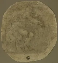 Seated Male Figure with Large Tablet (recto); Figure Study (verso), n.d. Creator: Unknown