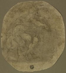 Seated Male Figure with Large Tablet (recto); Figure Study (verso), n.d. Creator: Unknown